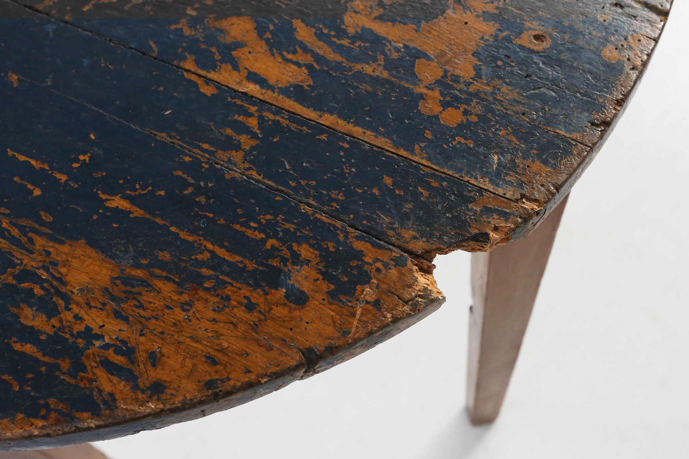 French round side table in oak with blue top and beautiful patina, ca. 1850thumbnail